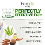 Natural Hemp Relief Cream  – 1500 Mg –  Natural Hemp Extract Cream for Knee, Joint & Back – Made in USA –