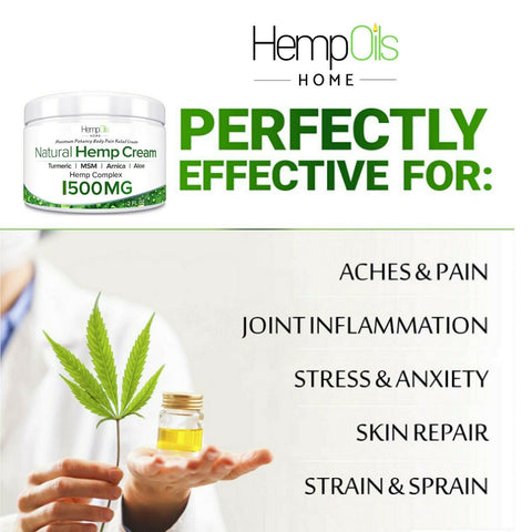 Natural Hemp Relief Cream  – 1500 Mg –  Natural Hemp Extract Cream for Knee, Joint & Back – Made in USA –